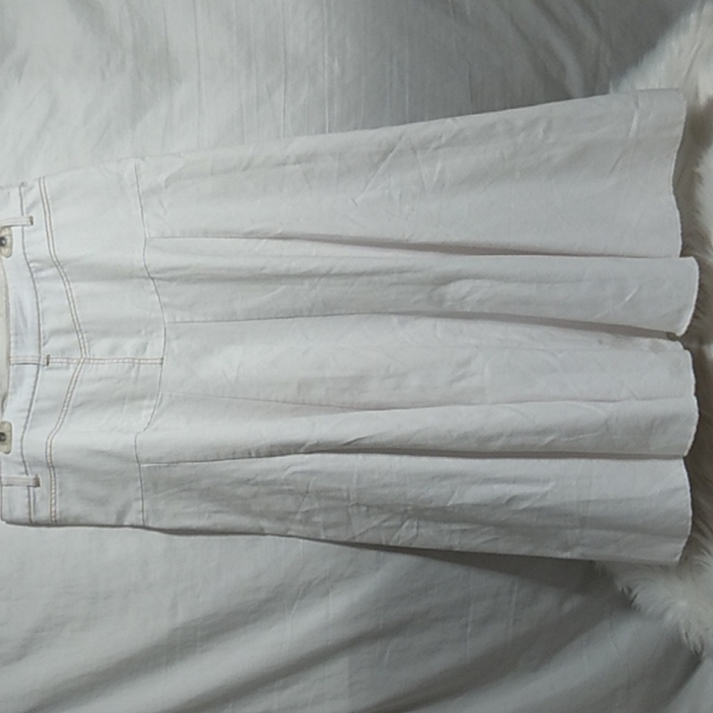 (X-61) SALE! White Jean Maxi Skirt Great Condition Factory Distressed Hem - Picture 4 of 10